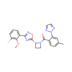 COc1c(F)cccc1-c1noc([C@H]2CCN2C(=O)c2ccc(C)cc2-n2nccn2)n1 ZINC000218125747