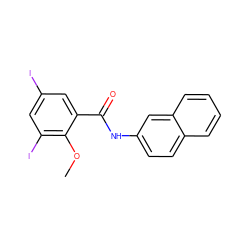 COc1c(I)cc(I)cc1C(=O)Nc1ccc2ccccc2c1 ZINC000169328446