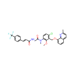 COc1c(N(C)C(=O)CNC(=O)/C=C/c2ccc(C(F)(F)F)cc2)ccc(Cl)c1COc1cccc2ccc(C)nc12 ZINC000026988458