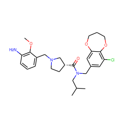 COc1c(N)cccc1CN1CC[C@@H](C(=O)N(Cc2cc(Cl)c3c(c2)OCCCO3)CC(C)C)C1 ZINC000114101053