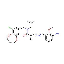 COc1c(N)cccc1CNC[C@@H](C)C(=O)N(Cc1cc(Cl)c2c(c1)OCCCO2)CC(C)C ZINC000114099432