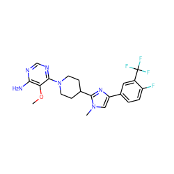 COc1c(N)ncnc1N1CCC(c2nc(-c3ccc(F)c(C(F)(F)F)c3)cn2C)CC1 ZINC000218704965