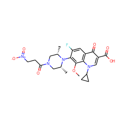 COc1c(N2[C@@H](C)CN(C(=O)CC[N+](=O)[O-])C[C@H]2C)c(F)cc2c(=O)c(C(=O)O)cn(C3CC3)c12 ZINC000072114931