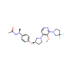 COc1c(N2CC[C@@H](Oc3ccc([C@H](C)NC(C)=O)cc3)C2)ccnc1N1CCC(F)(F)C1 ZINC000169709382