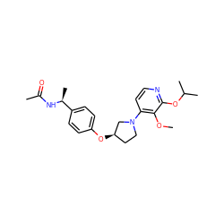 COc1c(N2CC[C@@H](Oc3ccc([C@H](C)NC(C)=O)cc3)C2)ccnc1OC(C)C ZINC000169709385