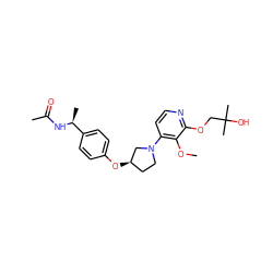 COc1c(N2CC[C@@H](Oc3ccc([C@H](C)NC(C)=O)cc3)C2)ccnc1OCC(C)(C)O ZINC000169709386