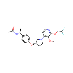 COc1c(N2CC[C@@H](Oc3ccc([C@H](C)NC(C)=O)cc3)C2)ccnc1OCC(F)F ZINC000169709939