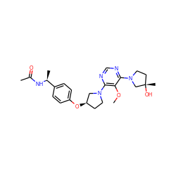 COc1c(N2CC[C@@H](Oc3ccc([C@H](C)NC(C)=O)cc3)C2)ncnc1N1CC[C@](C)(O)C1 ZINC000261075958