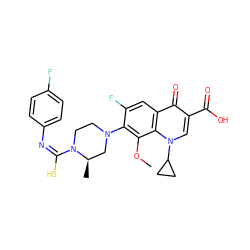 COc1c(N2CCN(/C(S)=N\c3ccc(F)cc3)[C@H](C)C2)c(F)cc2c(=O)c(C(=O)O)cn(C3CC3)c12 ZINC000008672663