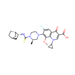 COc1c(N2CCN(C(=S)N[C@@H]3C[C@H]4CC[C@H]3C4)[C@H](C)C2)c(F)cc2c(=O)c(C(=O)O)cn(C3CC3)c12 ZINC000102762348