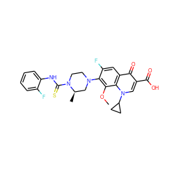 COc1c(N2CCN(C(=S)Nc3ccccc3F)[C@H](C)C2)c(F)cc2c(=O)c(C(=O)O)cn(C3CC3)c12 ZINC000038139185