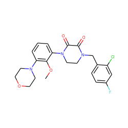 COc1c(N2CCOCC2)cccc1N1CCN(Cc2ccc(F)cc2Cl)C(=O)C1=O ZINC000095565880