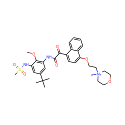 COc1c(NC(=O)C(=O)c2ccc(OCC[N+]3(C)CCOCC3)c3ccccc23)cc(C(C)(C)C)cc1NS(C)(=O)=O ZINC000653719478