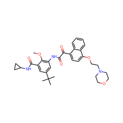 COc1c(NC(=O)C(=O)c2ccc(OCCN3CCOCC3)c3ccccc23)cc(C(C)(C)C)cc1C(=O)NC1CC1 ZINC000058581146