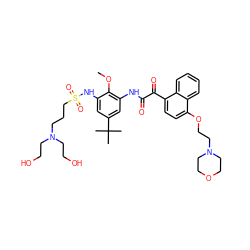 COc1c(NC(=O)C(=O)c2ccc(OCCN3CCOCC3)c3ccccc23)cc(C(C)(C)C)cc1NS(=O)(=O)CCCN(CCO)CCO ZINC000653727831