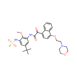 COc1c(NC(=O)C(=O)c2ccc(OCCN3CCOCC3)c3ccccc23)cc(C(C)(C)C)cc1NS(C)(=O)=O ZINC000058540931