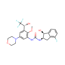 COc1c(NC(=O)N[C@@H]2Cc3c(F)cccc3[C@@H]2O)cc(N2CCOCC2)cc1[C@@H](O)C(F)(F)F ZINC000142911842