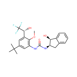 COc1c(NC(=O)N[C@@H]2Cc3ccccc3[C@@H]2O)cc(C(C)(C)C)cc1[C@@H](O)C(F)(F)F ZINC000142950675