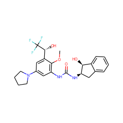 COc1c(NC(=O)N[C@@H]2Cc3ccccc3[C@@H]2O)cc(N2CCCC2)cc1[C@@H](O)C(F)(F)F ZINC000143034359