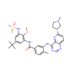 COc1c(NC(=O)c2ccc(C)c(Nc3ncnc4ccc([C@@H]5CCN(C)C5)nc34)c2)cc(C(C)(C)C)cc1NS(C)(=O)=O ZINC000096175756