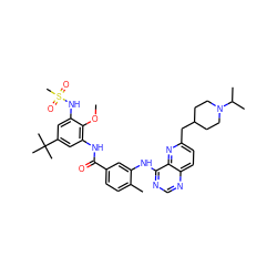 COc1c(NC(=O)c2ccc(C)c(Nc3ncnc4ccc(CC5CCN(C(C)C)CC5)nc34)c2)cc(C(C)(C)C)cc1NS(C)(=O)=O ZINC000096175766
