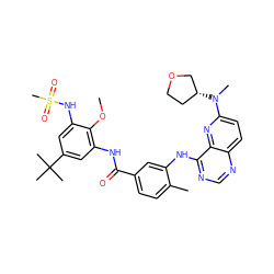 COc1c(NC(=O)c2ccc(C)c(Nc3ncnc4ccc(N(C)[C@@H]5CCOC5)nc34)c2)cc(C(C)(C)C)cc1NS(C)(=O)=O ZINC000096175732