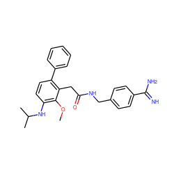 COc1c(NC(C)C)ccc(-c2ccccc2)c1CC(=O)NCc1ccc(C(=N)N)cc1 ZINC000013527436