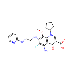 COc1c(NCCNc2ccccn2)c(F)c(N)c2c(=O)c(C(=O)O)cn(C3CCCC3)c12 ZINC000072123223