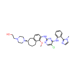 COc1c(Nc2ncc(Cl)c(Nc3ccccc3-c3nccn3C)n2)ccc2c1CCC[C@@H](N1CCN(CCO)CC1)C2 ZINC001772616830