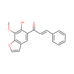 COc1c(O)c(C(=O)/C=C/c2ccccc2)cc2ccoc12 ZINC000029126553