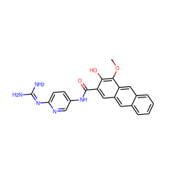 COc1c(O)c(C(=O)Nc2ccc(N=C(N)N)nc2)cc2cc3ccccc3cc12 ZINC000026160603