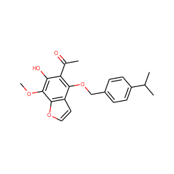 COc1c(O)c(C(C)=O)c(OCc2ccc(C(C)C)cc2)c2ccoc12 ZINC000013682308