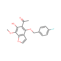 COc1c(O)c(C(C)=O)c(OCc2ccc(F)cc2)c2ccoc12 ZINC000013682297