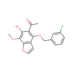 COc1c(O)c(C(C)=O)c(OCc2cccc(Cl)c2)c2ccoc12 ZINC000013682281