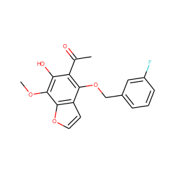 COc1c(O)c(C(C)=O)c(OCc2cccc(F)c2)c2ccoc12 ZINC000013682278