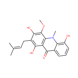 COc1c(O)c(CC=C(C)C)c(O)c2c(=O)c3cccc(O)c3n(C)c12 ZINC000014762490