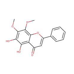 COc1c(O)c(O)c2c(=O)cc(-c3ccccc3)oc2c1OC ZINC000000338159