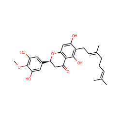 COc1c(O)cc([C@@H]2CC(=O)c3c(cc(O)c(C/C=C(\C)CCC=C(C)C)c3O)O2)cc1O ZINC000084632640