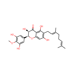 COc1c(O)cc([C@@H]2Oc3cc(O)c(C/C=C(\C)CCC=C(C)C)c(O)c3C(=O)[C@@H]2O)cc1O ZINC000084632634