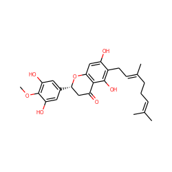 COc1c(O)cc([C@H]2CC(=O)c3c(cc(O)c(C/C=C(\C)CCC=C(C)C)c3O)O2)cc1O ZINC000084632638