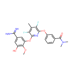 COc1c(O)cc(C(=N)N)cc1Oc1nc(Oc2cccc(C(=O)N(C)C)c2)c(F)c(C)c1F ZINC000013474052