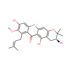 COc1c(O)cc2oc3cc4c(c(O)c3c(=O)c2c1CC=C(C)C)C[C@H](O)C(C)(C)O4 ZINC000013382497