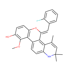 COc1c(O)ccc2c1-c1ccc3c(c1/C(=C/c1ccccc1F)O2)C(C)=CC(C)(C)N3 ZINC000013983614