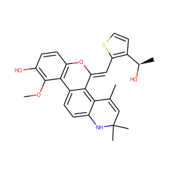 COc1c(O)ccc2c1-c1ccc3c(c1/C(=C/c1sccc1[C@@H](C)O)O2)C(C)=CC(C)(C)N3 ZINC000014968605