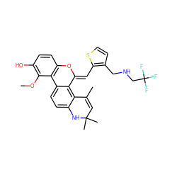 COc1c(O)ccc2c1-c1ccc3c(c1/C(=C/c1sccc1CNCC(F)(F)F)O2)C(C)=CC(C)(C)N3 ZINC000014968561