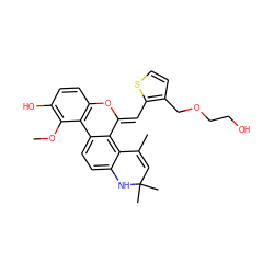 COc1c(O)ccc2c1-c1ccc3c(c1/C(=C/c1sccc1COCCO)O2)C(C)=CC(C)(C)N3 ZINC000014968557