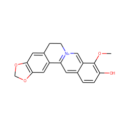 COc1c(O)ccc2cc3[n+](cc12)CCc1cc2c(cc1-3)OCO2 ZINC000013376481