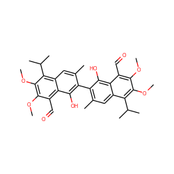 COc1c(OC)c(C=O)c2c(O)c(-c3c(C)cc4c(C(C)C)c(OC)c(OC)c(C=O)c4c3O)c(C)cc2c1C(C)C ZINC000026982599