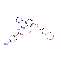 COc1c(OC[C@@H](O)CN2CCOCC2)ccc2c1N=C(NC(=O)c1cnc(N)nc1)N1CCN=C21 ZINC000140740083