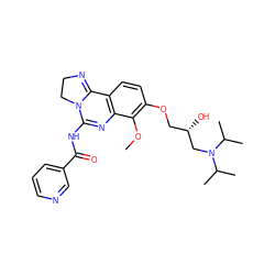 COc1c(OC[C@H](O)CN(C(C)C)C(C)C)ccc2c1N=C(NC(=O)c1cccnc1)N1CCN=C21 ZINC000140566081